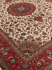 Ivory Persian Tabriz Design silk & wool 8' 1'' X 11'6''