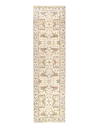 Beige Fine Hand Knotted Oushak Runner 2'8'' X 9'9''