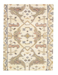 Beige Fine Hand Knotted Oushak Runner 2'8'' X 9'9''