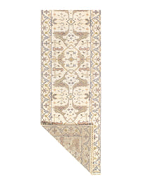 Beige Fine Hand Knotted Oushak Runner 2'8'' X 9'9''