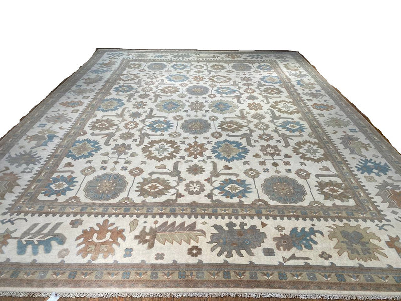 Ivory Fine Hand Knotted Oushak Rug 13'11'' X 18''