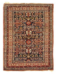 Navy Blue Russian Antique Kazak 4'8'' X 6'4''