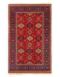 Red Color Fine Hand Knotted antique Turkish Kazak 4'1'' X 6'6''