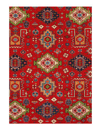 Red Color Fine Hand Knotted antique Turkish Kazak 4'1'' X 6'6''