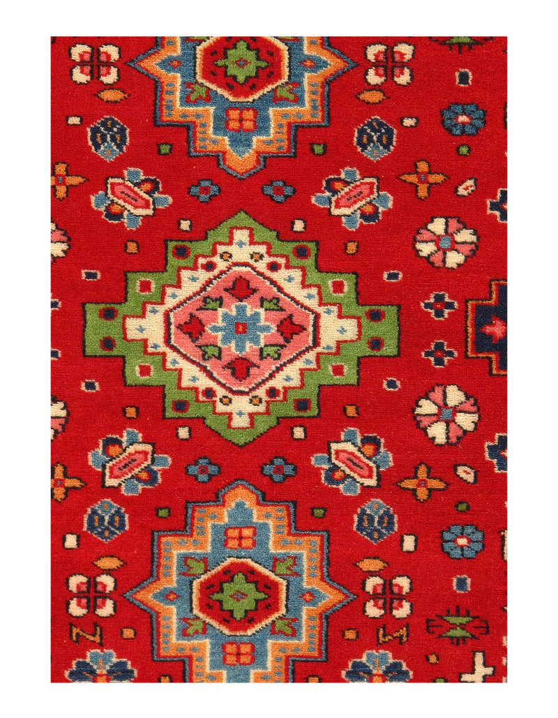 Red Color Fine Hand Knotted antique Turkish Kazak 4'1'' X 6'6''