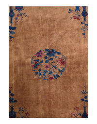 Light Brown Antique Chinese Art Deco 9'3'' X 11'8''