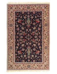 Navy Blue Persain silk & wool Isfahan rug 6'8'' X 10'1''