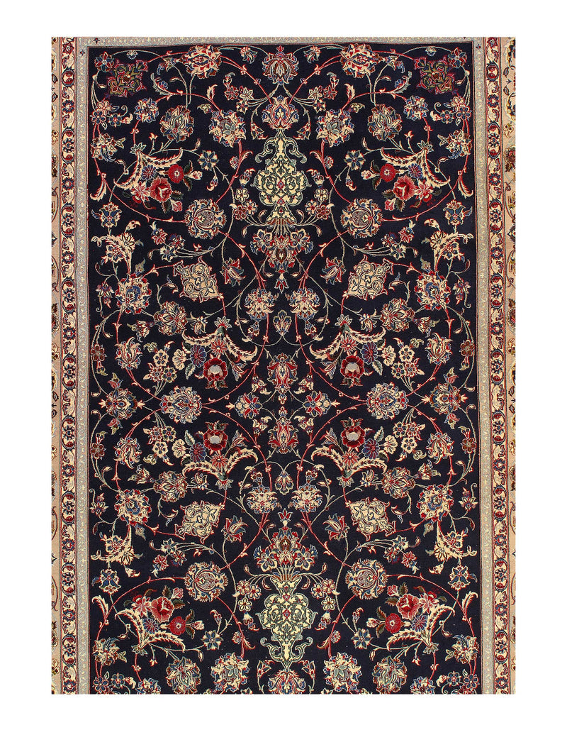 Navy Blue Persain silk & wool Isfahan rug 6'8'' X 10'1''