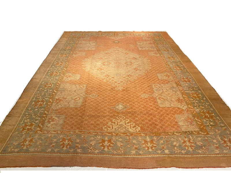 Fine Hand Knotted Antique Turkish Oushak 11' X 15'4''