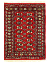 Red Fine Hand Knotted Bokhara Rug 3'3'' X 4'6''