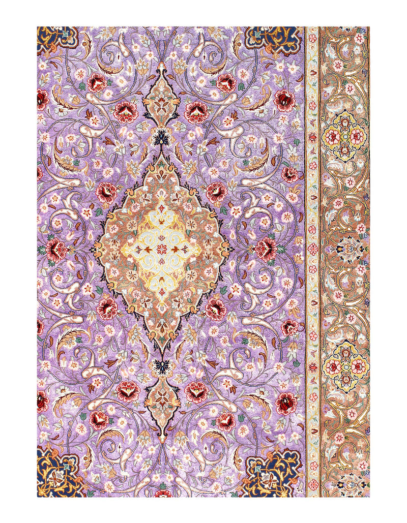 Fine Persian 90%Pure silk &wool Isfahan 3'6'' X 5'6''