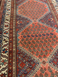 Rust Persian Hand Knotted Antique Malayer Runner 3'6'' X 17'1''