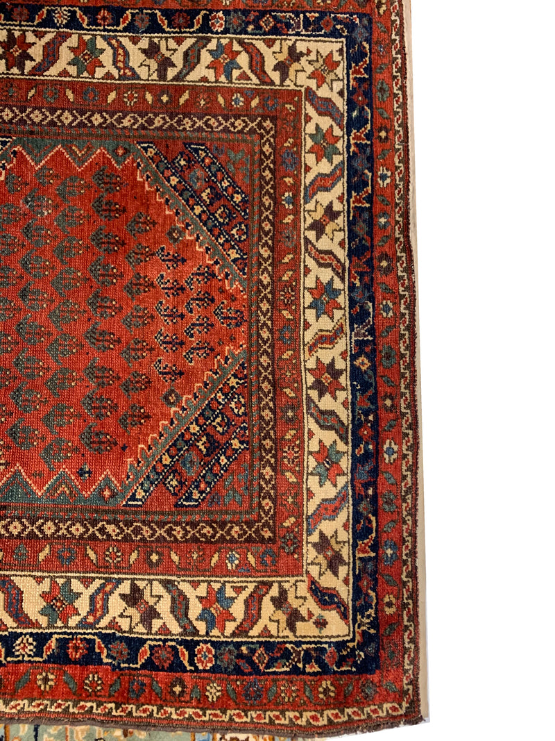 Rust Persian Hand Knotted Antique Malayer Runner 3'6'' X 17'1''