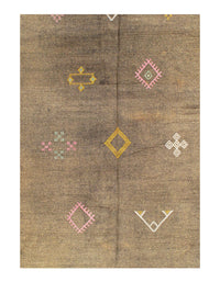 Fine Hand Knotted silk & wool Vintage Flat Weave Moroccon 4'8'' X 7'8''