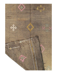 Fine Hand Knotted silk & wool Vintage Flat Weave Moroccon 4'8'' X 7'8''