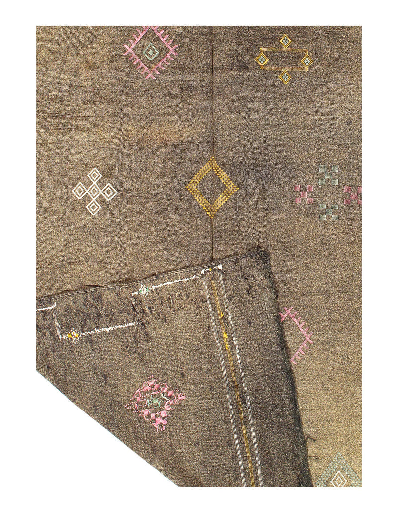 Fine Hand Knotted silk & wool Vintage Flat Weave Moroccon 4'8'' X 7'8''