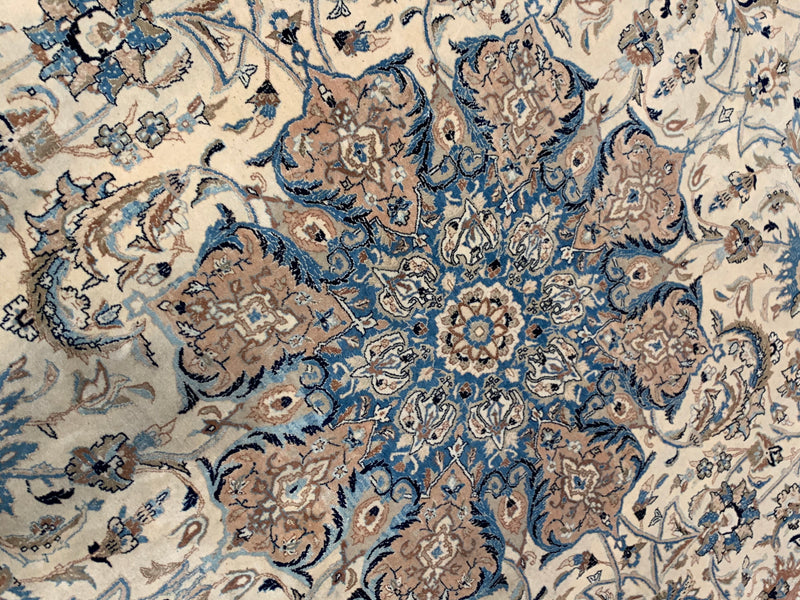 Fine Hand Knotted Silk & wool Persian Nain 10'3'' X 14'11''