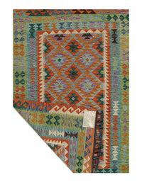 Afghan Kilim Handspun Wool Rug - 4'11" x 6'7"