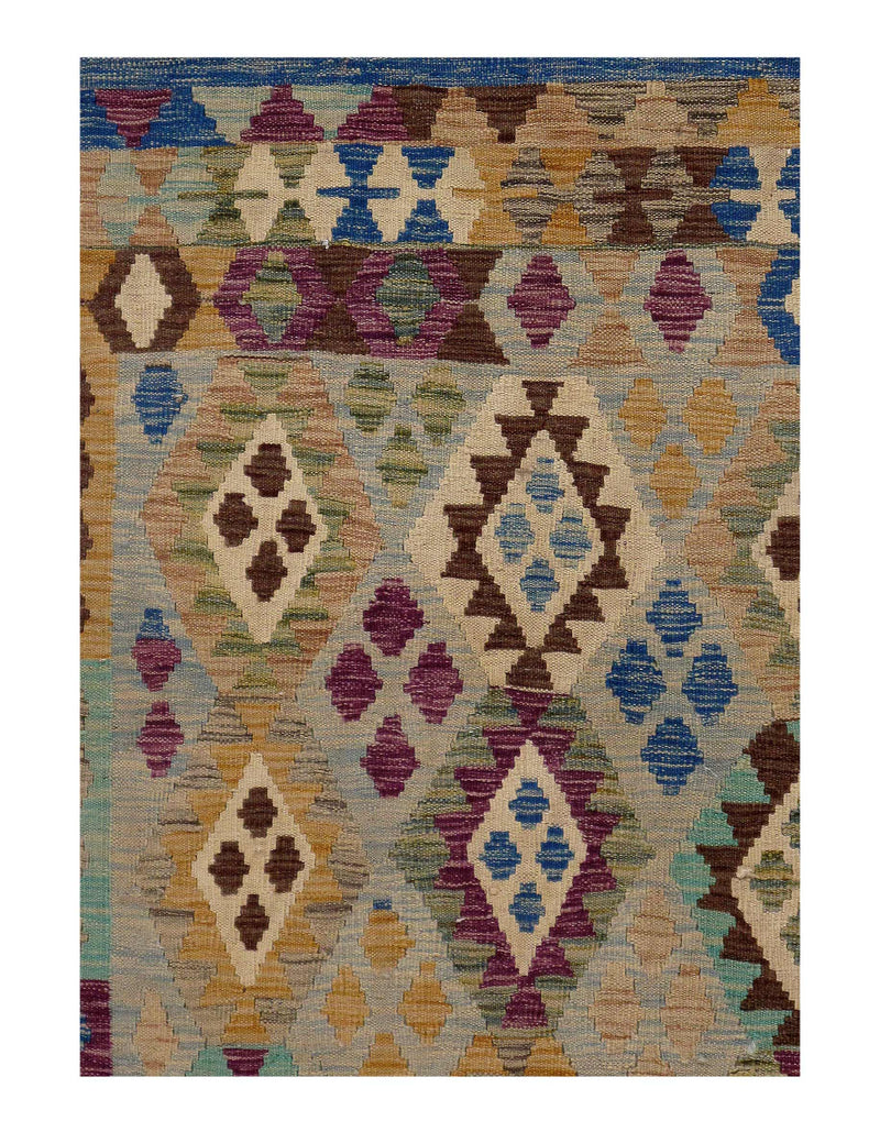 Afghan Kilim Handspun Wool Rug - 4'11" x 6'6"