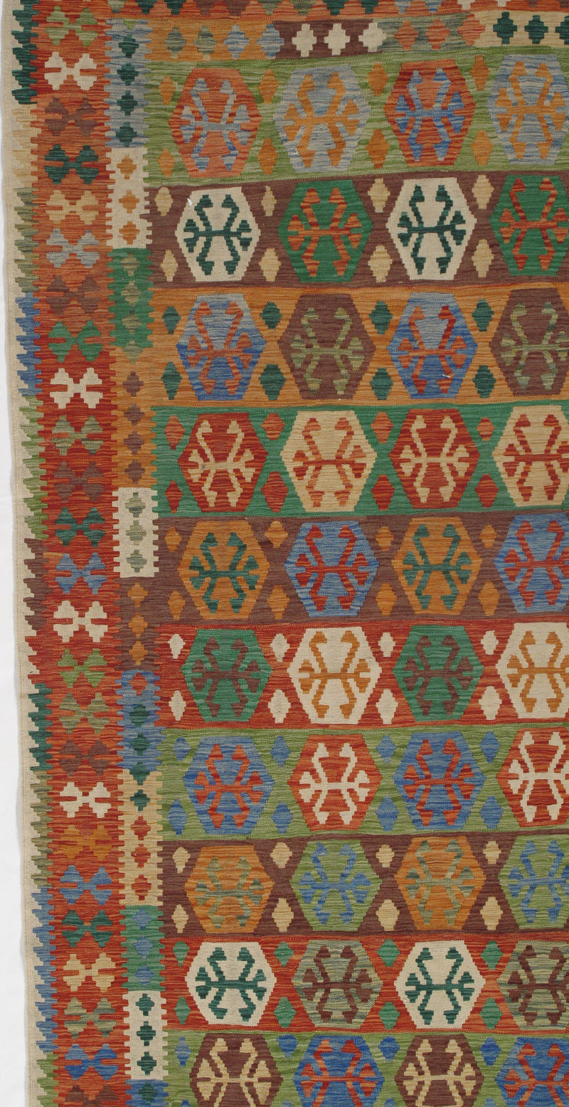 Multi color Flat weave kilim 6' 6'' X 9' 11''