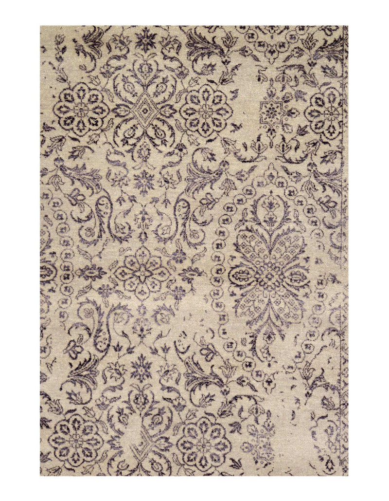 Ivory Erased Modern Rug 6' X 9'