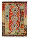 Afghan Kilim Handspun Wool Rug - 3'6" x 4'11"