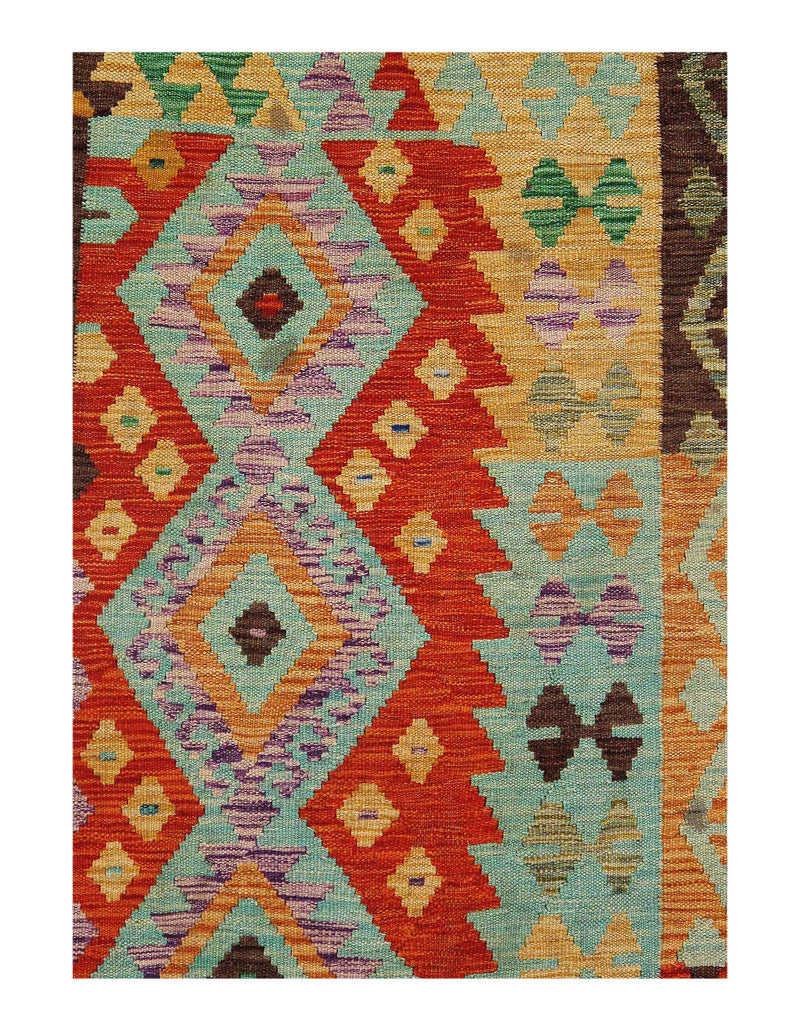 Afghan Kilim Handspun Wool Rug - 3'6" x 4'11"