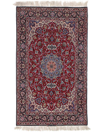 Red Persian Isfahan silk & wool 3'8" X 6'2"