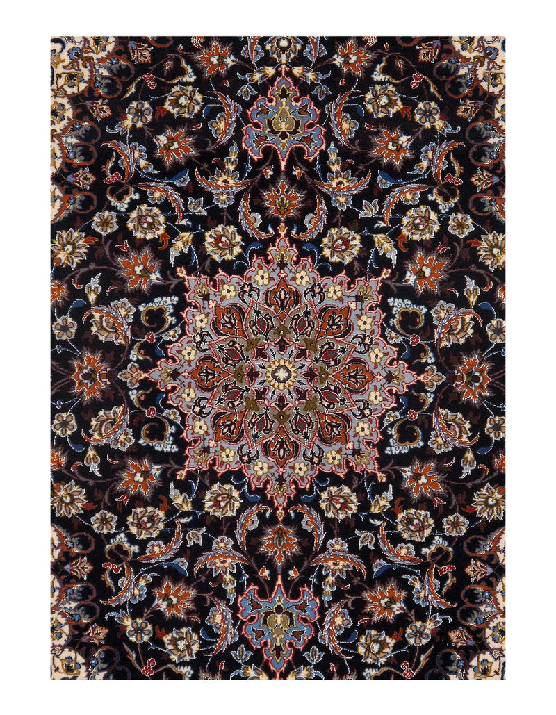 Navy Persian Isfahan silk & wool 3'6" X 5'6"