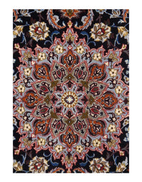 Navy Persian Isfahan silk & wool 3'6" X 5'6"