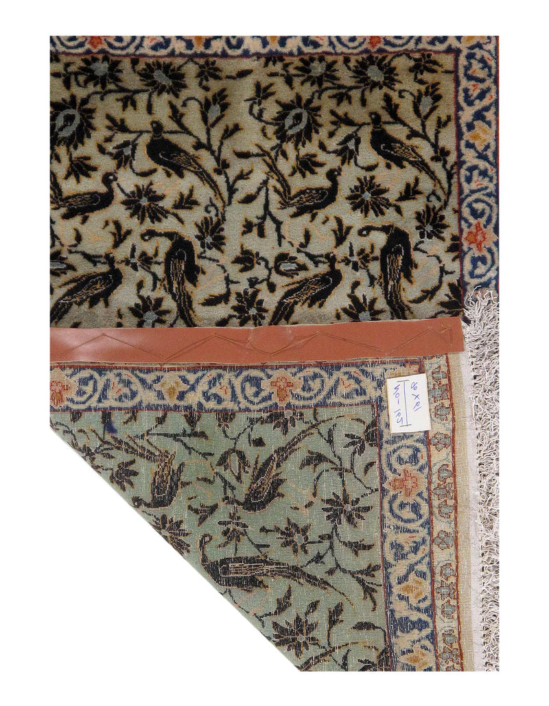 Isfahan Rug Green Light Green Persian Isfahan 2'8