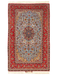 Fine Hand Knotted Persian Silk & wool Isfahan 5'1'' X 8'6''