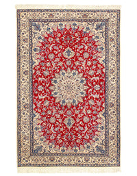 Persian Nain Hand-Knotted Silk & Wool Pile Rug - 4'3" X 6'7"