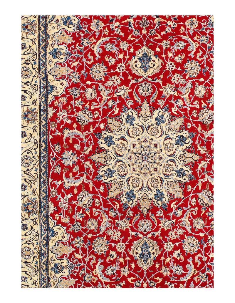 Persian Nain Hand-Knotted Silk & Wool Pile Rug - 4'3" X 6'7"