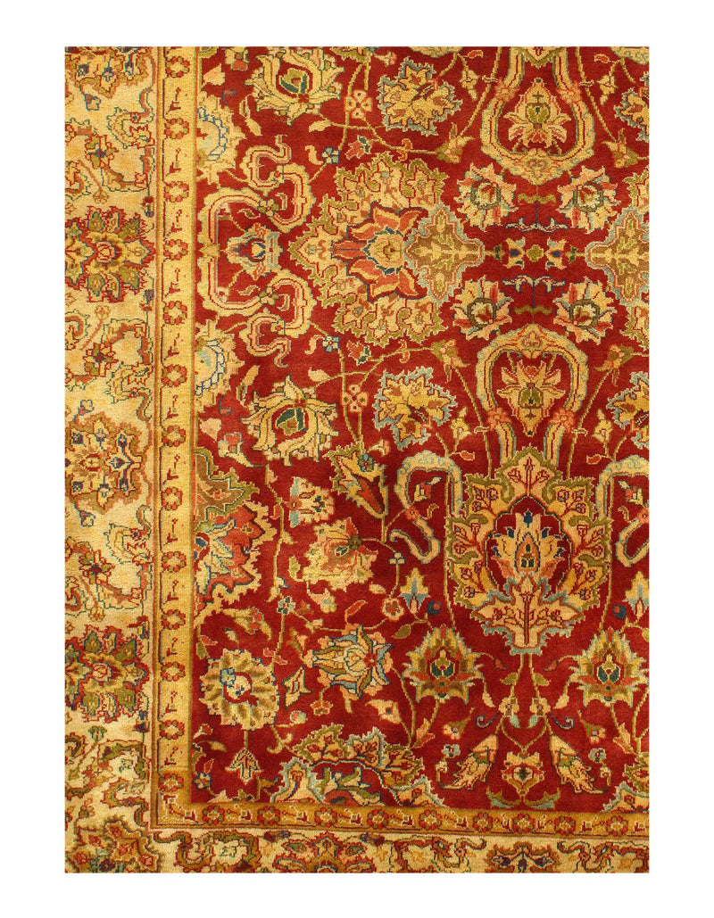 Red color Fine Hand knotted Agra rug 5'11'' X 6'11''