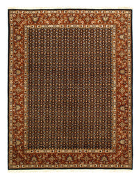 Black Herati fine Hand Knotted Rug 5' X 6'