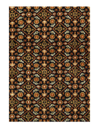 Black Herati fine Hand Knotted Rug 5' X 6'