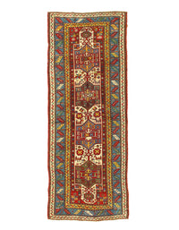 Red Russian Antique Kazak runner 3'6'' X 9'6''