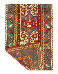 Red Russian Antique Kazak runner 3'6'' X 9'6''