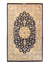 Fine Hand Knotted Pure silk Qum 2'9'' X 4'4''