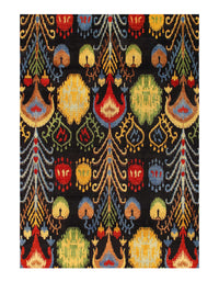 Multi Color Fine Hand Knotted Ikat Rug 7'11'' X 9'9''