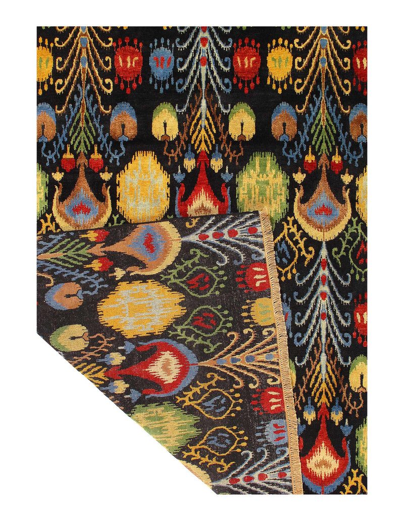 Multi Color Fine Hand Knotted Ikat Rug 7'11'' X 9'9''