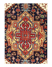 Navy Blue Hand Knotted Serapi Design 4'11'' X 7'11''