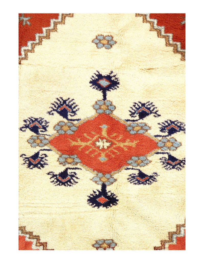 Fine Hand Knotted Vintage Turkish Oushak Rug 3'3'' X 3'9''