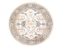 Ivory Fine Hand Knotted Oushak round rug 8' X 8'