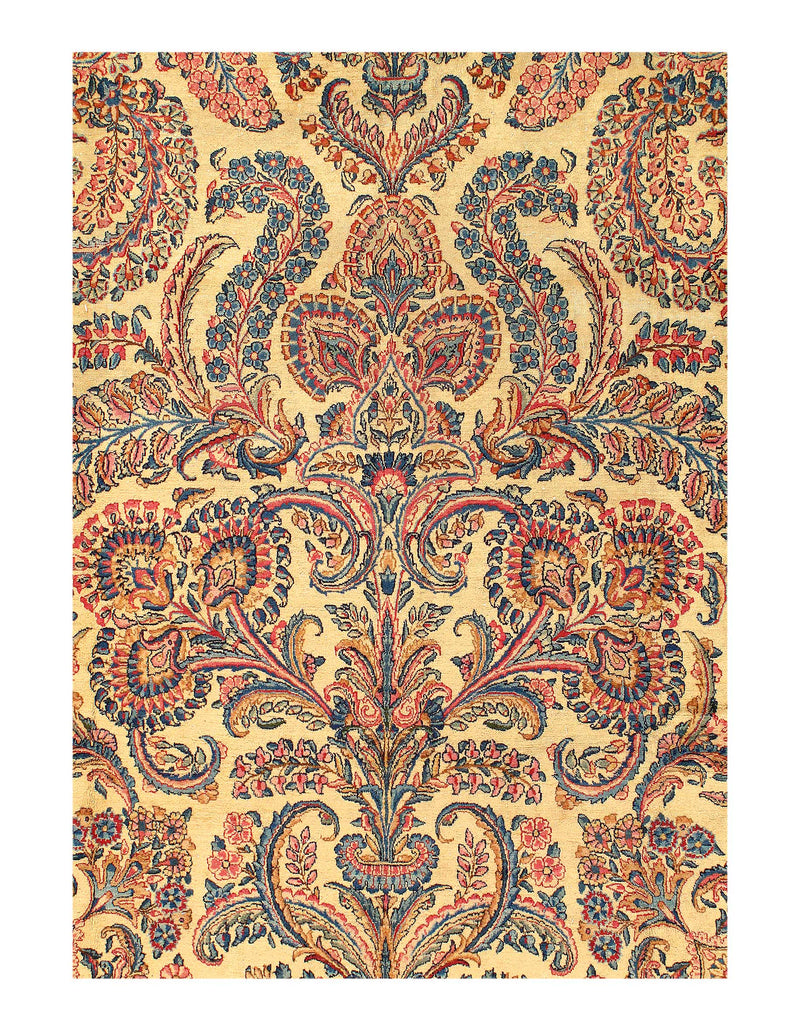 Earth-tone Paisley Antique Persian Lavar Kerman Rug - 8'9" X 17'10"