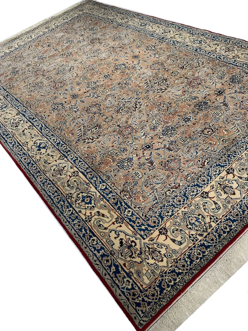 Fine semi Antique Silk & wool Persian Nain 6 LA 7' X 11'4''