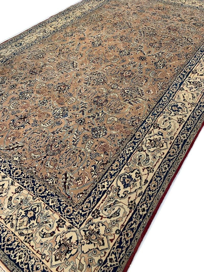 Fine semi Antique Silk & wool Persian Nain 6 LA 7' X 11'4''