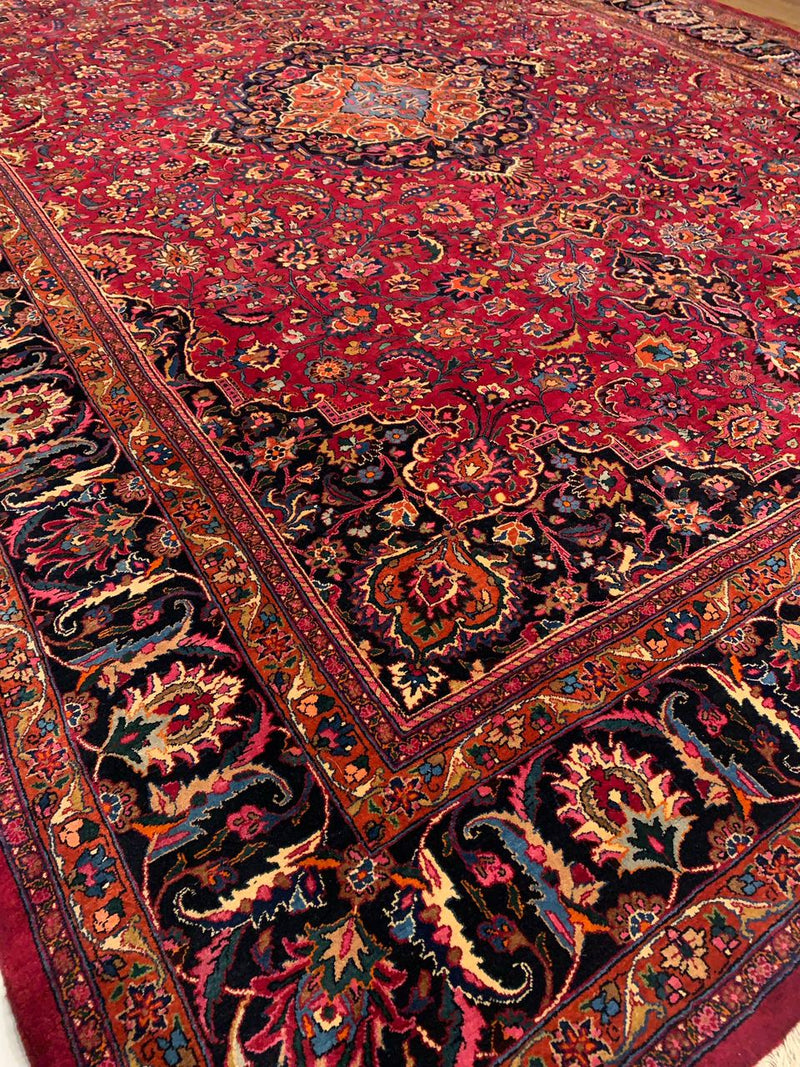 Fine Hand Knotted Vintage Persian Mashad 11'2'' X 15'7''