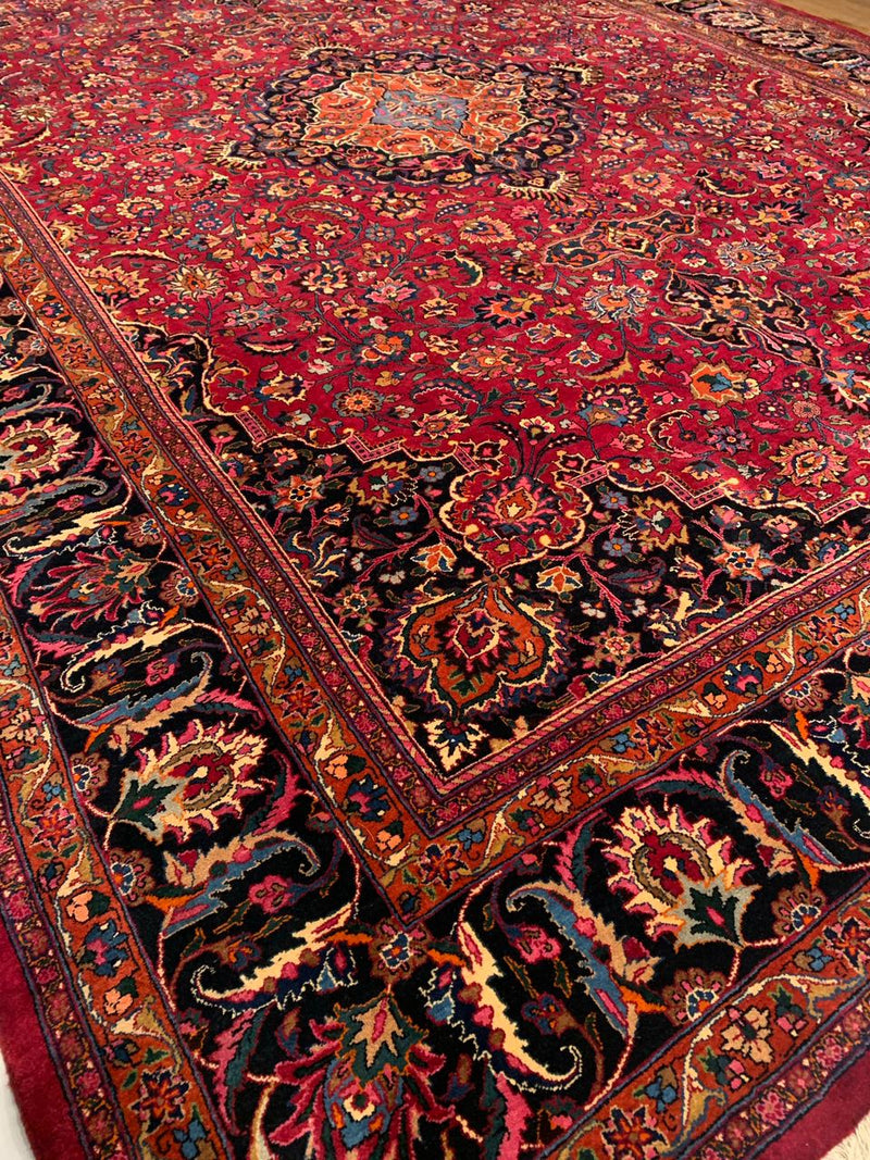 Fine Hand Knotted Vintage Persian Mashad 11'2'' X 15'7''